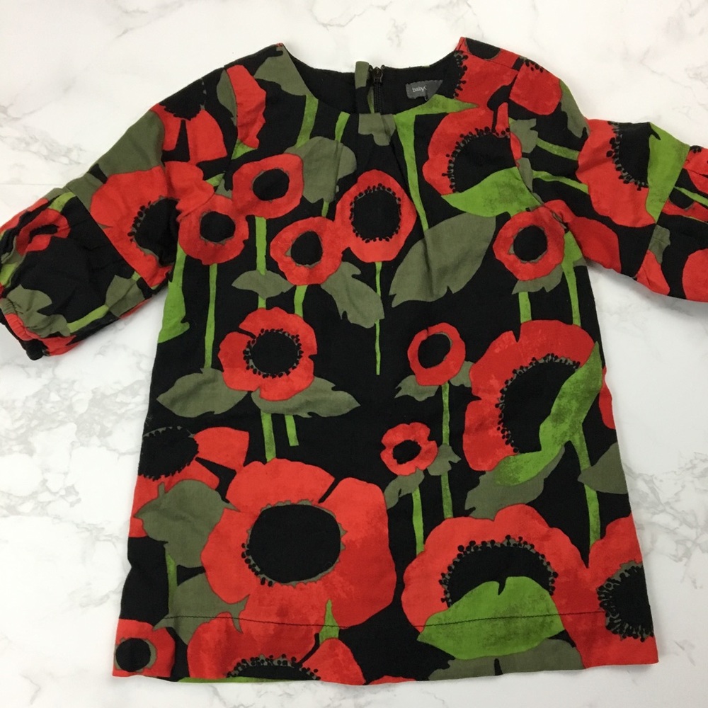 Baby Gap Girls Poppy Dress 18-24 Months Black Bold Print Spring EUC